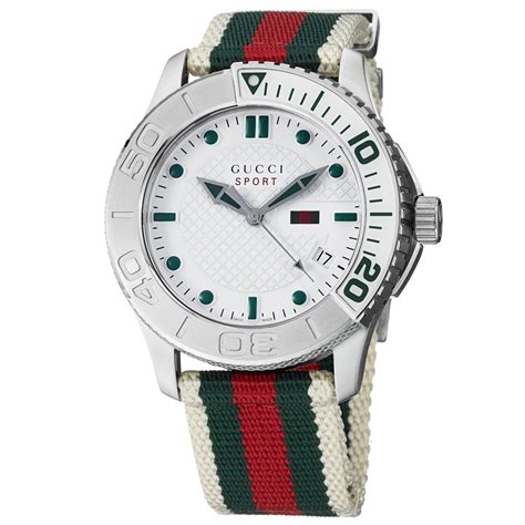 gucci white red and green mens watch